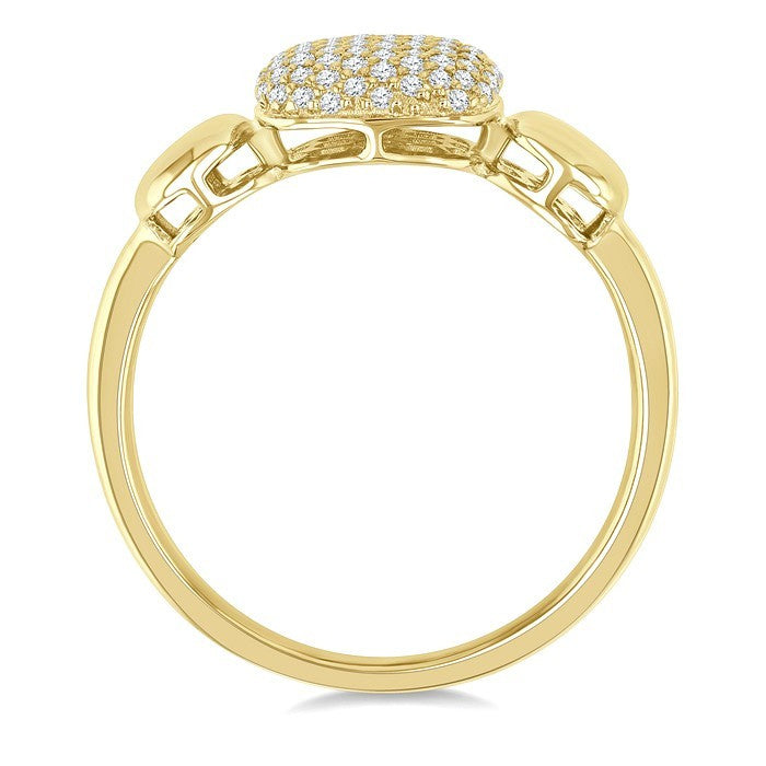 1/4 Ctw Cushion Shape Mount Pave Set Round Cut Diamond Ring in 10K Yellow Gold