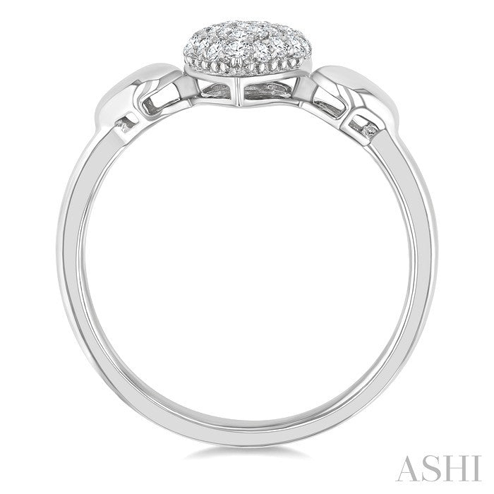 1/4 Ctw Pear Shape Pave Set Round Cut Diamond Ring in 10K White Gold