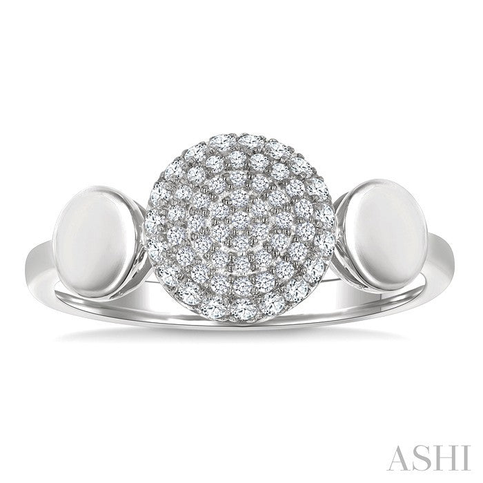 1/4 Ctw Circular Mount Pave Set Round Cut Diamond Ring in 10K White Gold