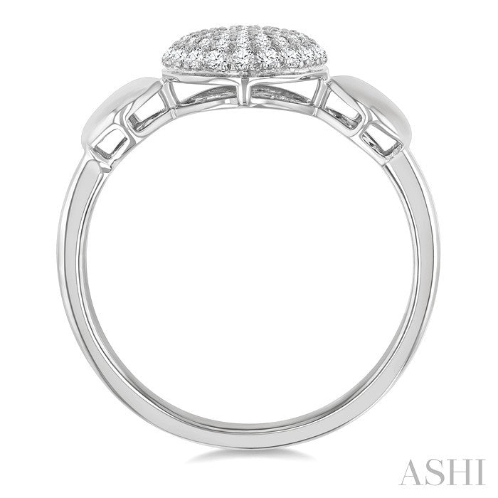 1/4 Ctw Circular Mount Pave Set Round Cut Diamond Ring in 10K White Gold