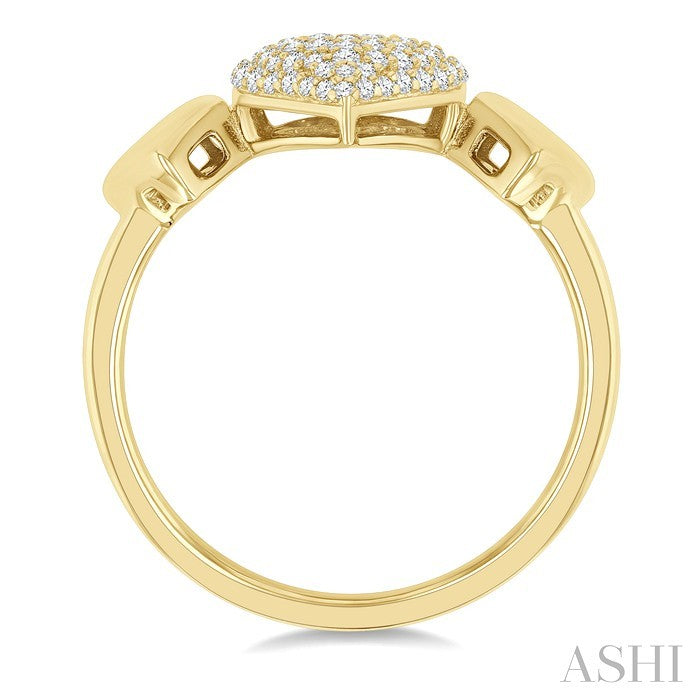 1/4 Ctw Heart Shape Pave Set Round Cut Diamond Ring in 10K Yellow Gold