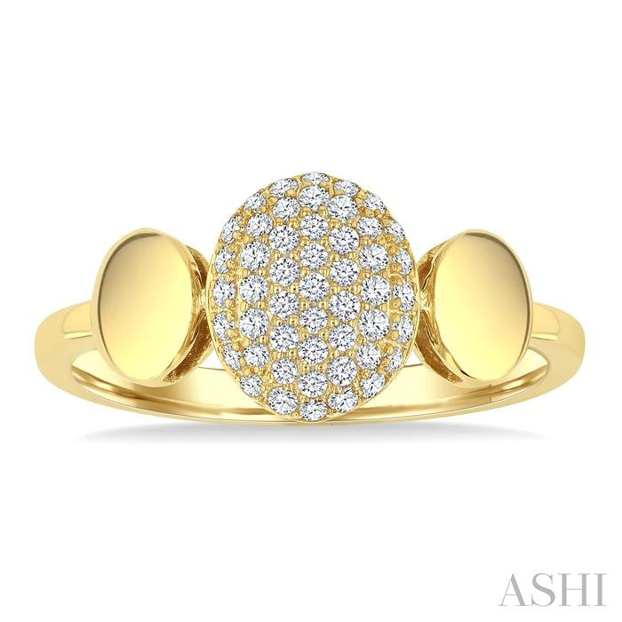 1/4 Ctw Oval Shape Pave Set Round Cut Diamond Ring in 10K Yellow Gold