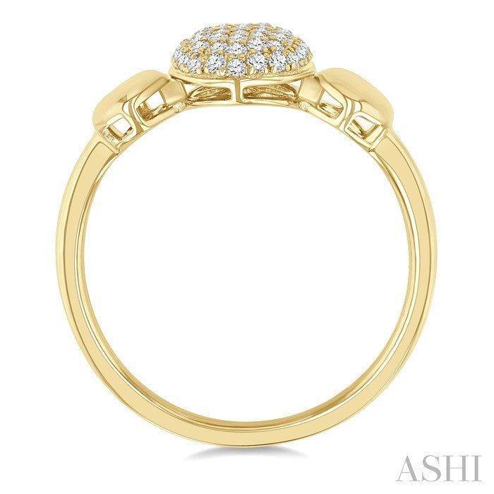 1/4 Ctw Oval Shape Pave Set Round Cut Diamond Ring in 10K Yellow Gold