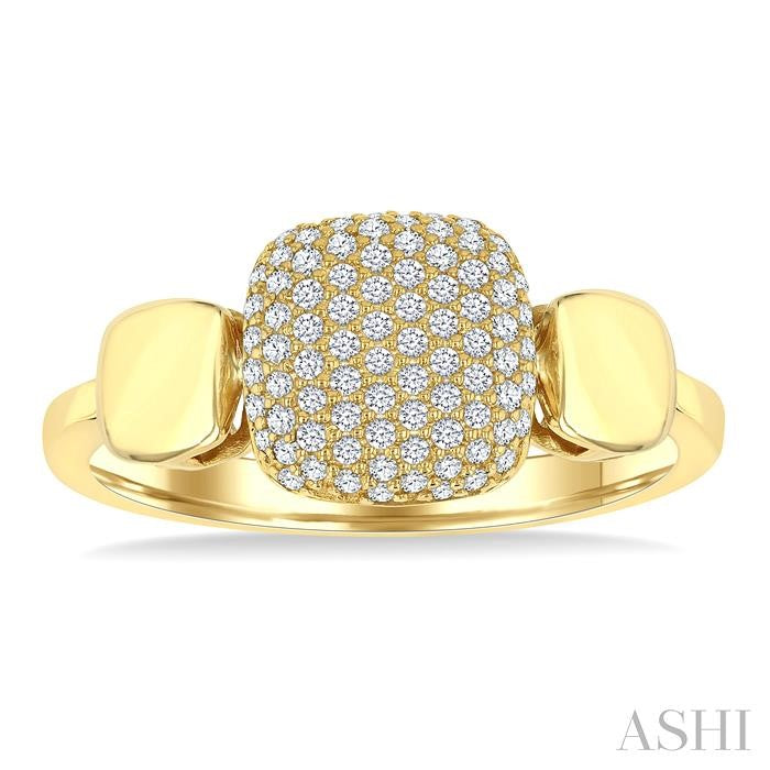 1/4 Ctw Cushion Shape Mount Pave Set Round Cut Diamond Ring in 10K Yellow Gold