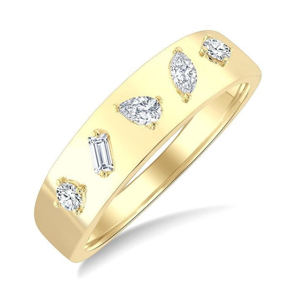 1/4 Ctw Mixed Cut Diamond Bold Fashion Ring in 14K Yellow Gold