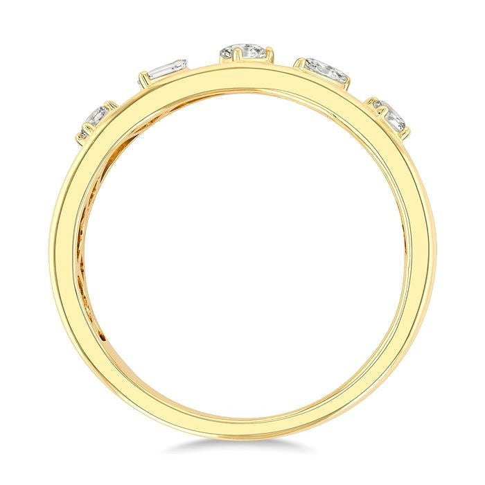 1/4 Ctw Mixed Cut Diamond Bold Fashion Ring in 14K Yellow Gold