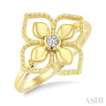 1/20 Ctw Floral Medallion Bezel Set Round Cut Diamond Fashion Ring in 10K Yellow Gold