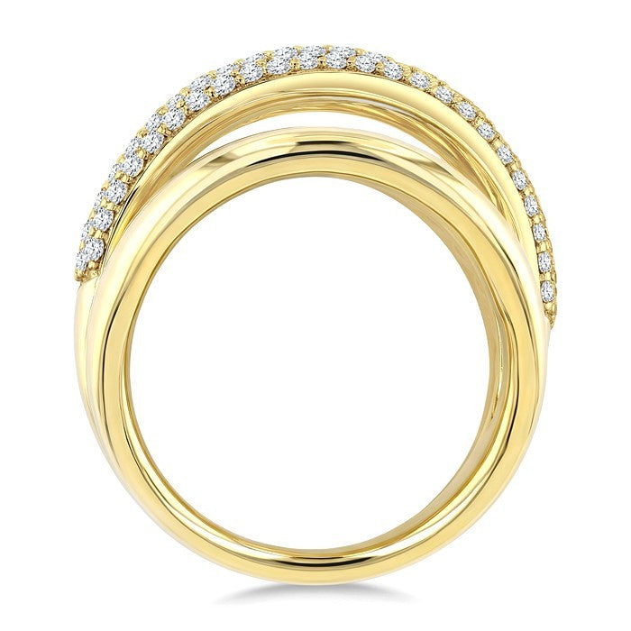 1/2 Ctw Round Cut Diamond Aeris Gold Criss Cross Fashion Ring in 14K Yellow Gold