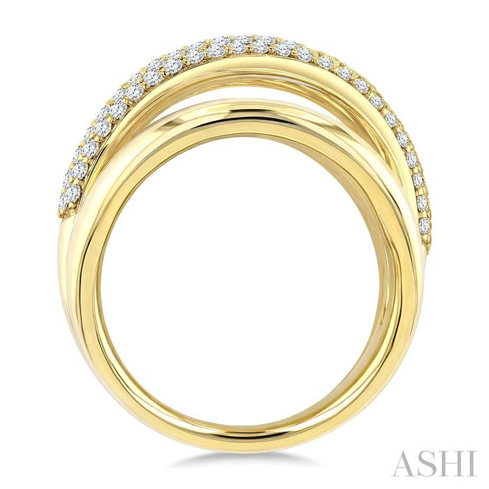 1/2 Ctw Round Cut Diamond Aeris Gold Criss Cross Fashion Ring in 14K Yellow Gold