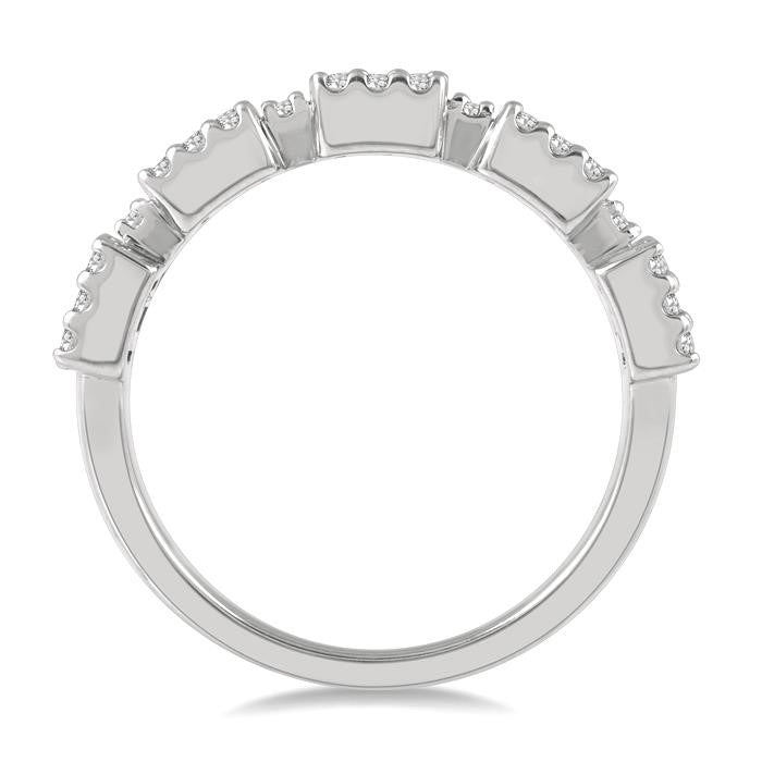 3/4 Ctw Baguette and Round Cut Diamond Fusion Ring in 14K White Gold