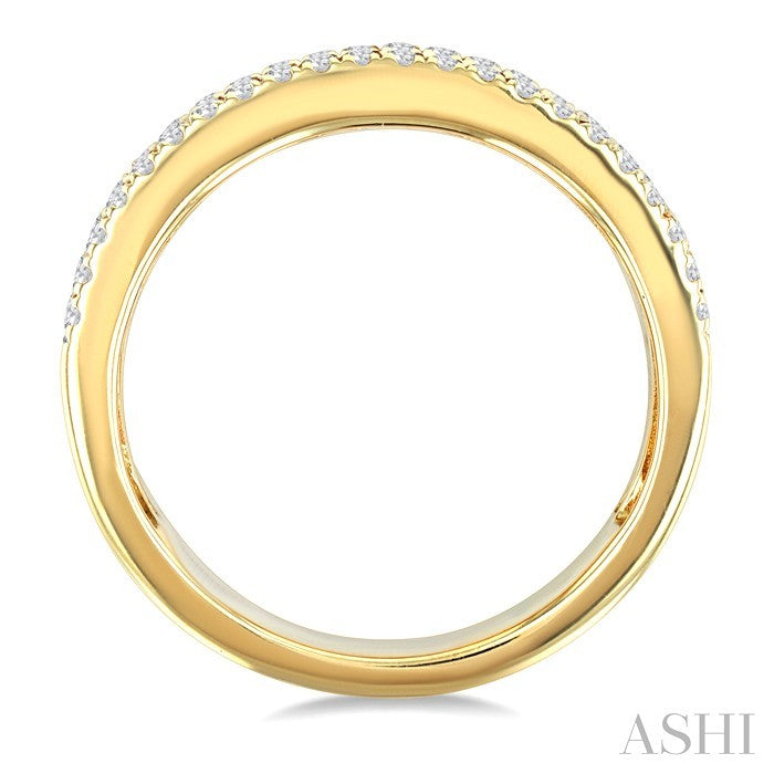 5/8 Ctw Wide 4-Stone Oval & Round Cut Diamond Fashion Band in 14K Yellow Gold