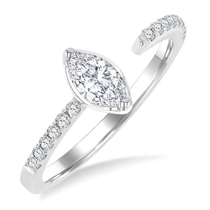 3/8 Ctw Marquise and Round Cut Diamond Fashion Open Ring in 14K White Gold