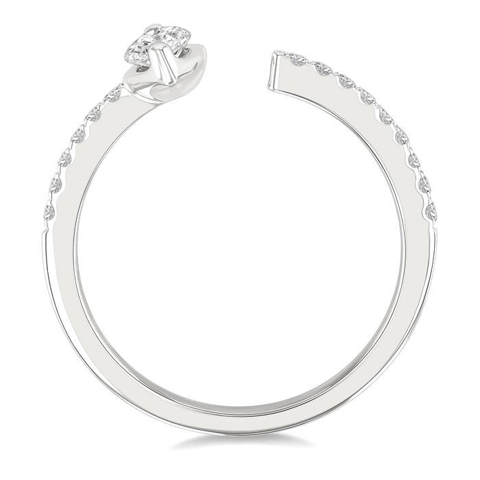 3/8 Ctw Marquise and Round Cut Diamond Fashion Open Ring in 14K White Gold