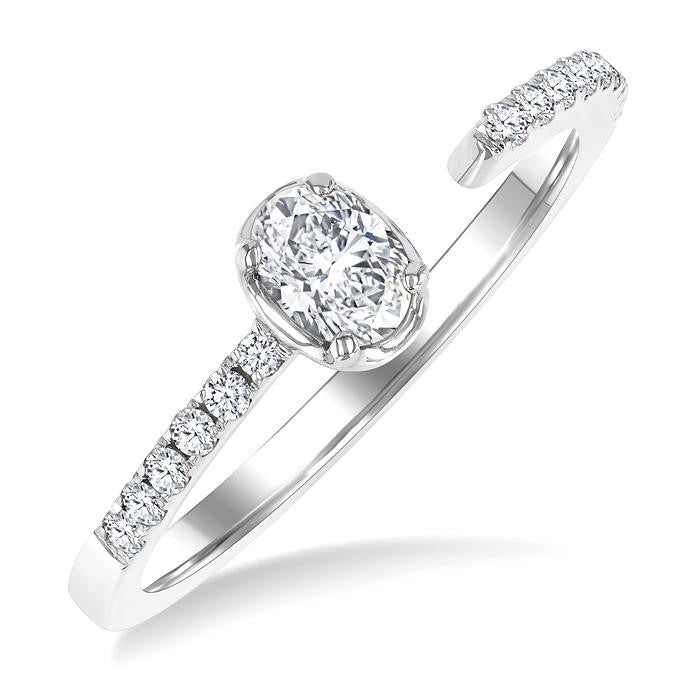 3/8 Ctw Oval and Round Cut Diamond Fashion Open Ring in 14K White Gold