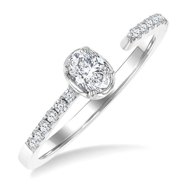 3/8 Ctw Oval and Round Cut Diamond Fashion Open Ring in 14K White Gold