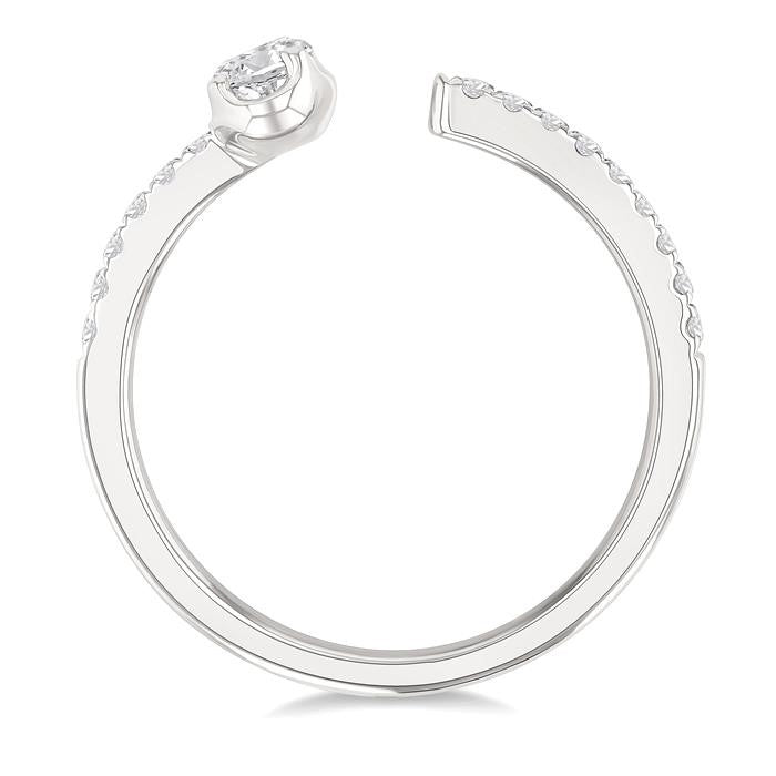 3/8 Ctw Oval and Round Cut Diamond Fashion Open Ring in 14K White Gold