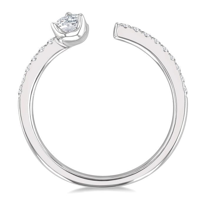 3/8 Ctw Pear and Round Cut Diamond Fashion Open Ring in 14K White Gold