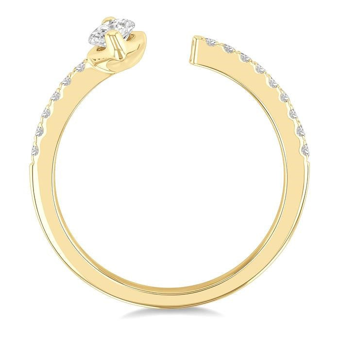 3/8 Ctw Marquise and Round Cut Diamond Fashion Open Ring in 14K Yellow Gold