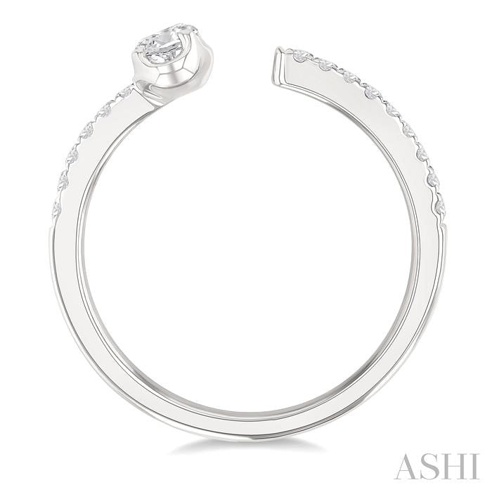 3/8 Ctw Oval and Round Cut Diamond Fashion Open Ring in 14K White Gold