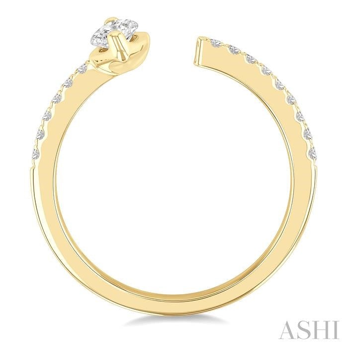 3/8 Ctw Marquise and Round Cut Diamond Fashion Open Ring in 14K Yellow Gold