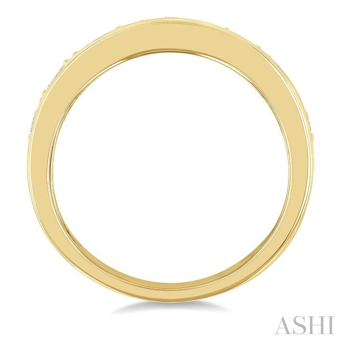 1 1/6 Ctw Split Top Mixed Diamond Cut Bold Gold Fashion Wide Band in 14K Yellow Gold