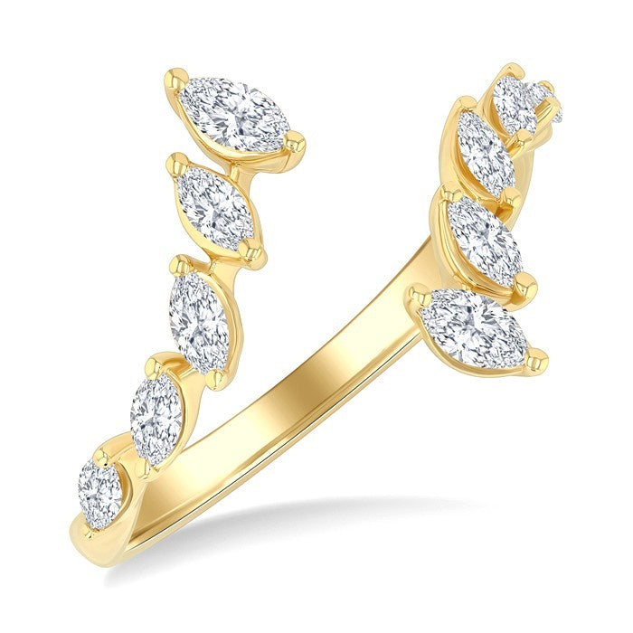 1/2 Ctw Marquise Cut Diamond Bypass Fashion Open Ring in 14K Yellow Gold