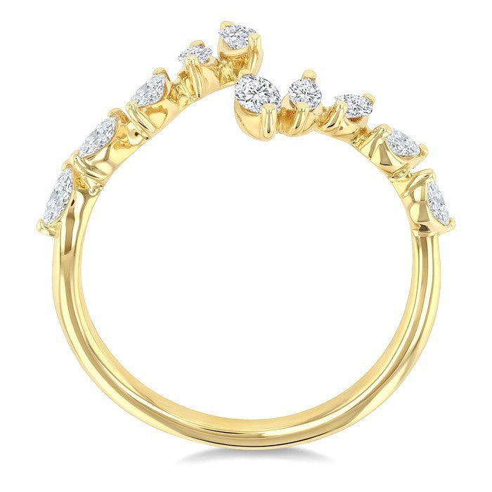 1/2 Ctw Marquise Cut Diamond Bypass Fashion Open Ring in 14K Yellow Gold