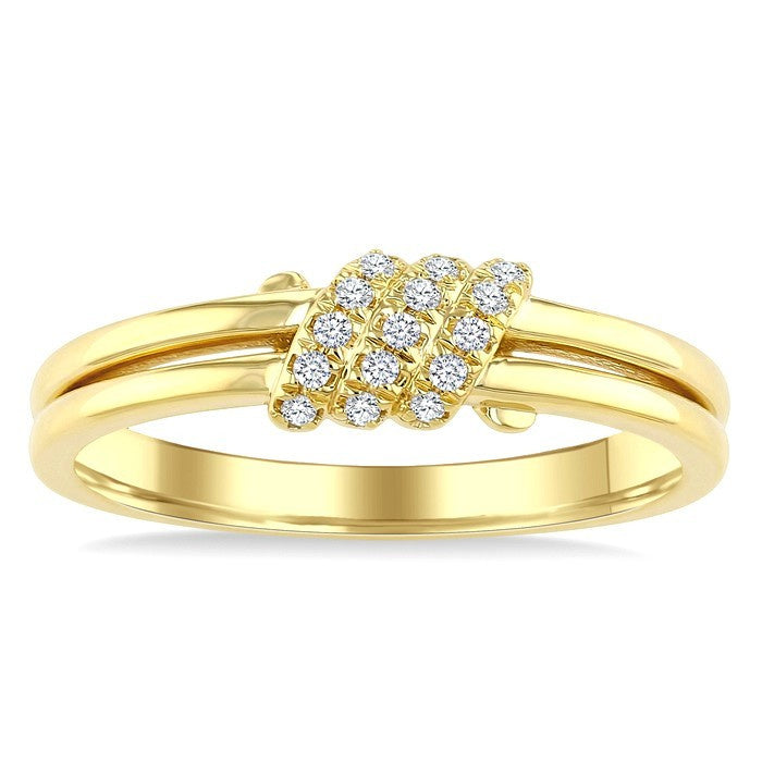 1/10 Ctw Round Cut Diamond Twine Fashion Ring in 10K Yellow Gold