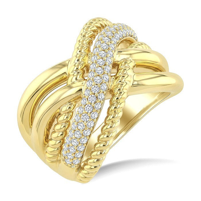 1/2 Ctw Round Cut Diamond Aeris Gold Twisted Fashion Ring in 14K Yellow Gold