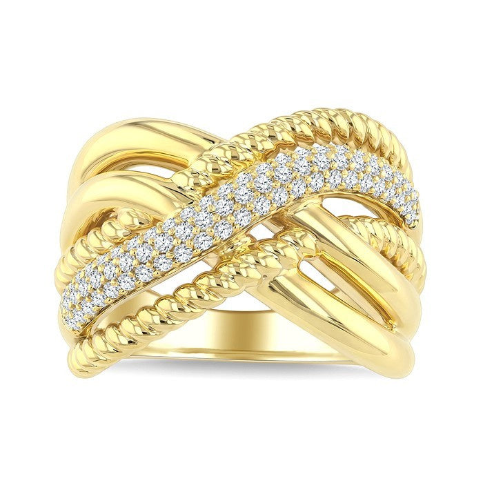 1/2 Ctw Round Cut Diamond Aeris Gold Twisted Fashion Ring in 14K Yellow Gold