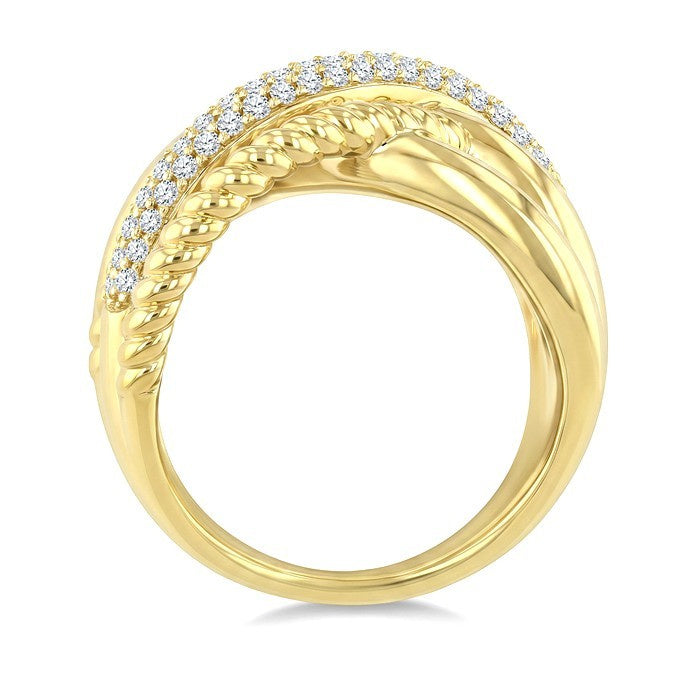 1/2 Ctw Round Cut Diamond Aeris Gold Twisted Fashion Ring in 14K Yellow Gold