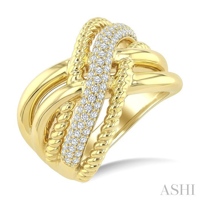1/2 Ctw Round Cut Diamond Aeris Gold Twisted Fashion Ring in 14K Yellow Gold