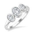 1 Ctw 3-Stone Bezel Set Oval Cut Diamond Ring in 14K White Gold