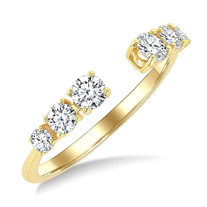 5/8 Ctw Graduated Round Cut Diamond Open Fashion Ring in 14K Yellow Gold