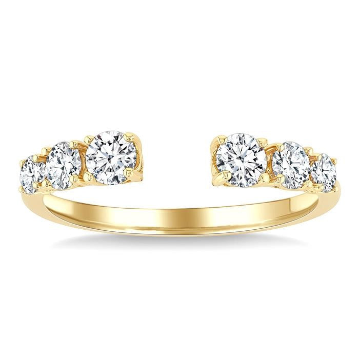 5/8 Ctw Graduated Round Cut Diamond Open Fashion Ring in 14K Yellow Gold