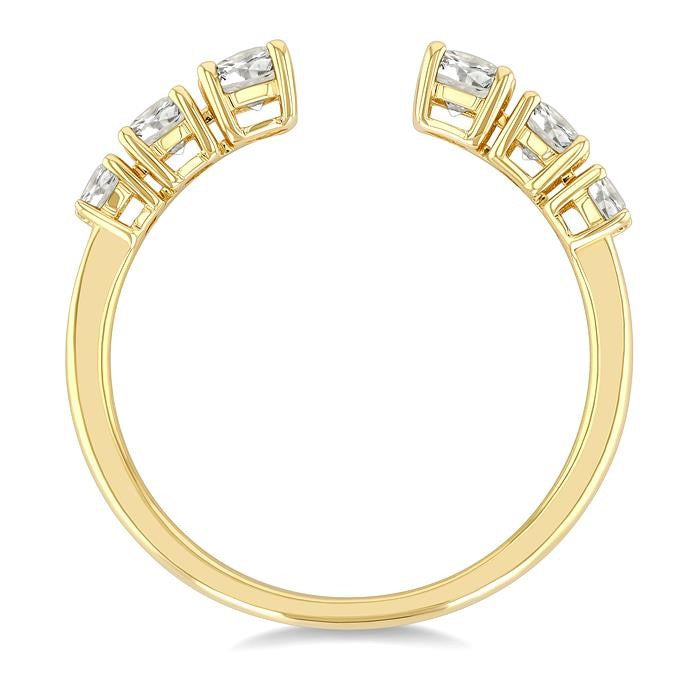 5/8 Ctw Graduated Round Cut Diamond Open Fashion Ring in 14K Yellow Gold