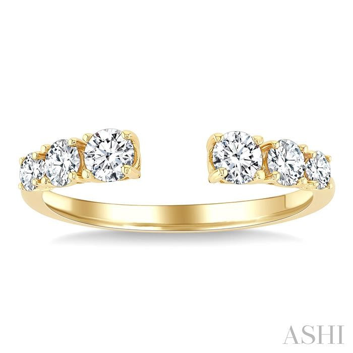 5/8 Ctw Graduated Round Cut Diamond Open Fashion Ring in 14K Yellow Gold
