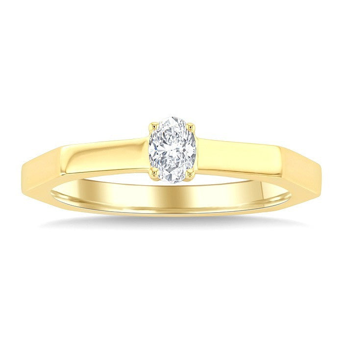 1/5 Ctw Hexagon Shank Oval Cut Diamond Fashion Ring in 14K Yellow Gold
