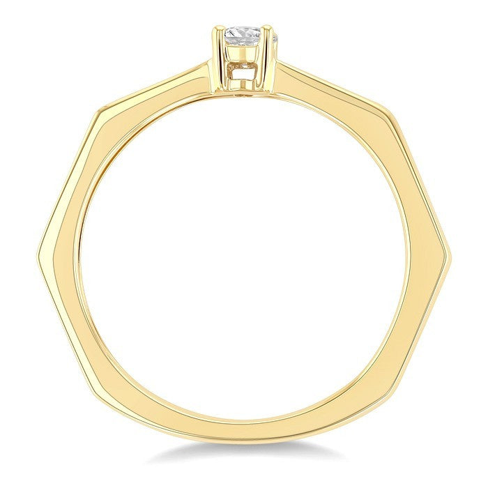 1/5 Ctw Hexagon Shank Oval Cut Diamond Fashion Ring in 14K Yellow Gold