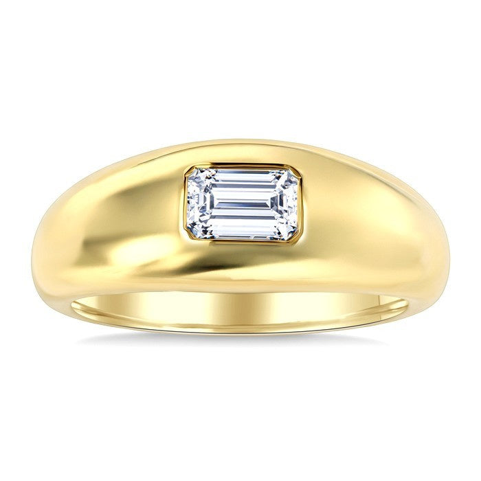 1/2 Ctw East-West Set Octagon Cut Diamond Aeris Gold Solitaire Fashion Ring in 14K Yellow Gold