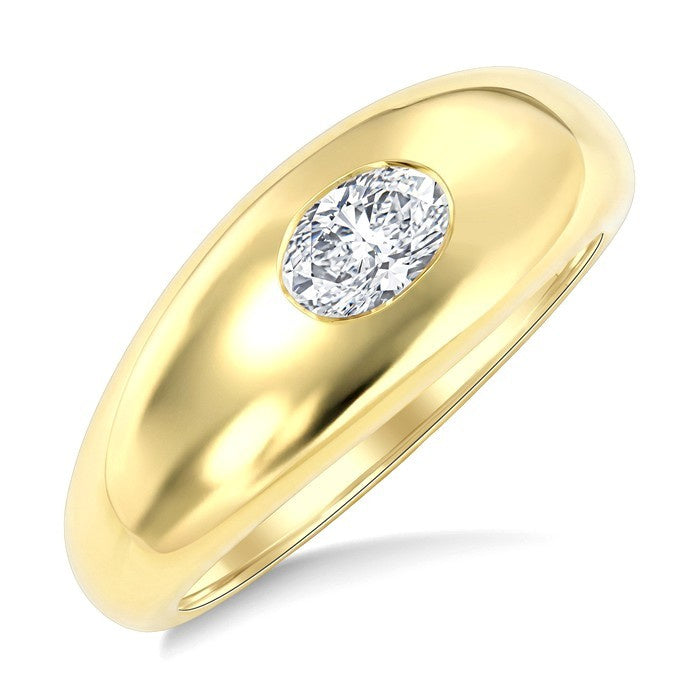 1/2 Ctw Aeris Gold East-West Set Oval Cut Diamond Solitaire Fashion Ring in 14K Yellow Gold