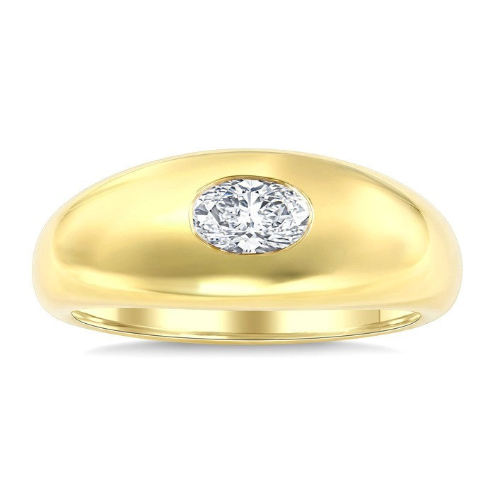 1/2 Ctw Aeris Gold East-West Set Oval Cut Diamond Solitaire Fashion Ring in 14K Yellow Gold