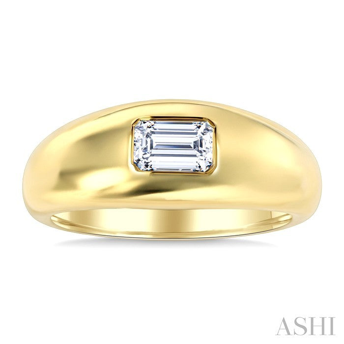 1/2 Ctw East-West Set Octagon Cut Diamond Aeris Gold Solitaire Fashion Ring in 14K Yellow Gold
