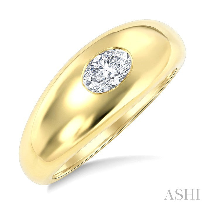 1/2 Ctw Aeris Gold East-West Set Oval Cut Diamond Solitaire Fashion Ring in 14K Yellow Gold