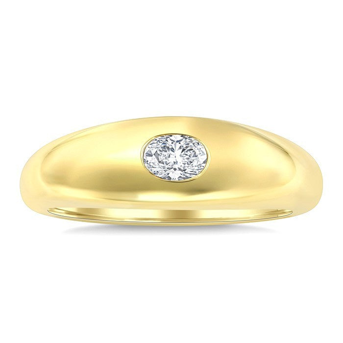 1/4 Ctw Oval Cut Diamond Aeris Gold East-West Fashion Ring in 14K Yellow Gold