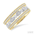 3/4 Ctw Round Cut Diamond Triple Band Set in 14K Yellow and White Gold