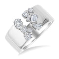 3/4 Ctw Open Top Mixed Diamond Cut Wide Fashion Band in 14K White Gold