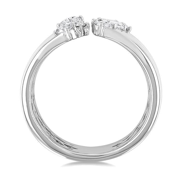 3/4 Ctw Open Top Mixed Diamond Cut Wide Fashion Band in 14K White Gold