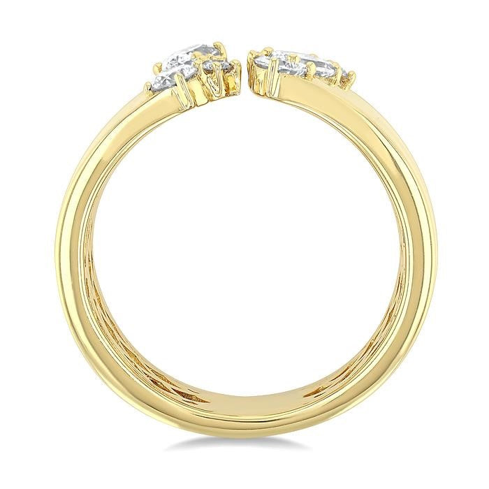 3/4 Ctw Open Top Mixed Diamond Cut Wide Fashion Band in 14K Yellow Gold