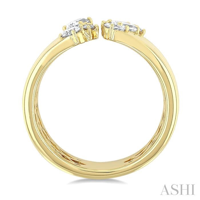 3/4 Ctw Open Top Mixed Diamond Cut Wide Fashion Band in 14K Yellow Gold